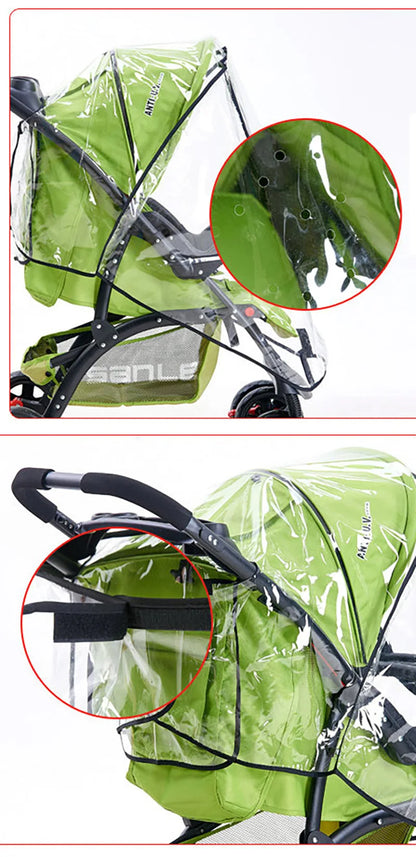 Habillage Pluie Poussette Universel | Coupe-Vent Imperméable | Nacelle & Canne