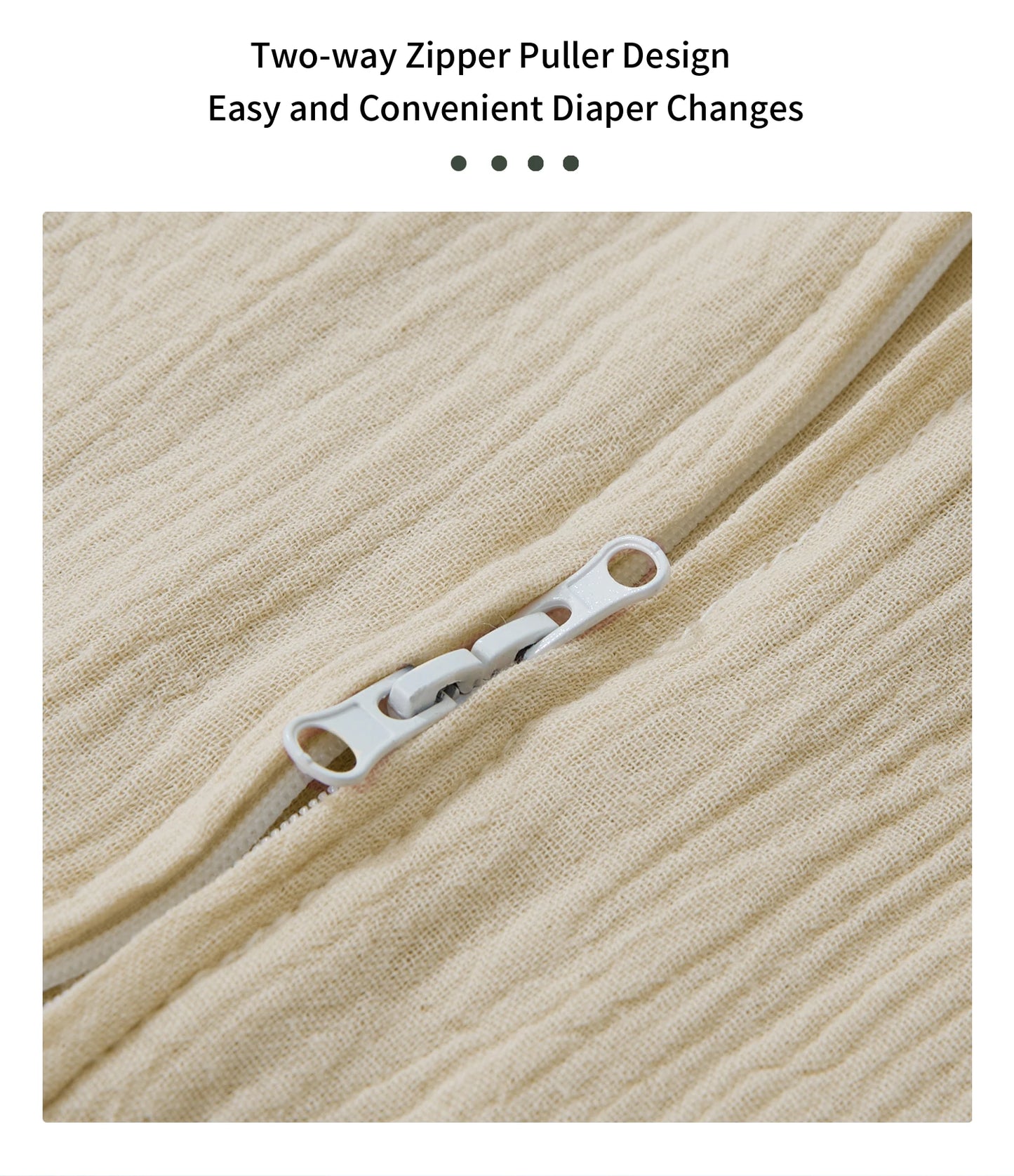 Sac de couchage été bébé – Mousseline coton léger, fermeture éclair 2 voies & change facile