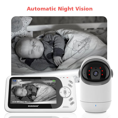 Babyphone vidéo sans WiFi PTZ 4,3" – Audio bidirectionnel, vision nocturne, longue portée