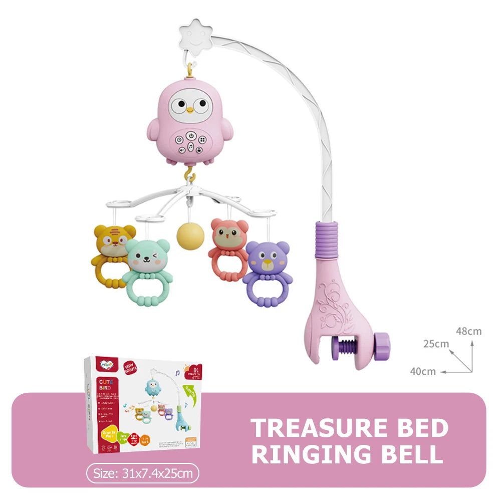 Mobile Musical Bébé Lit | Veilleuse Projecteur Télécommande | Fille Garçon