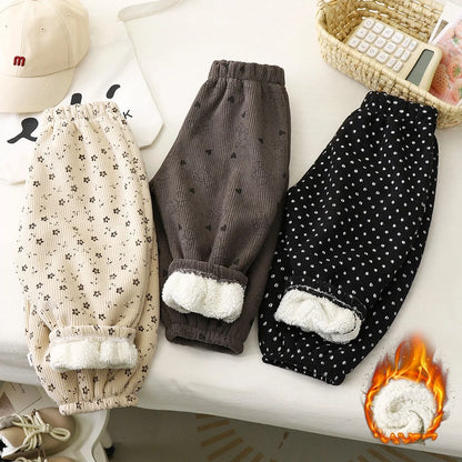 Pantalon Doublé Polaire Enfant | Motif Pois Rétro | Fille & Garçon | 12M – 9 Ans