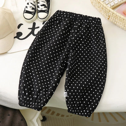 Pantalon Doublé Polaire Enfant | Motif Pois Rétro | Fille & Garçon | 12M – 9 Ans