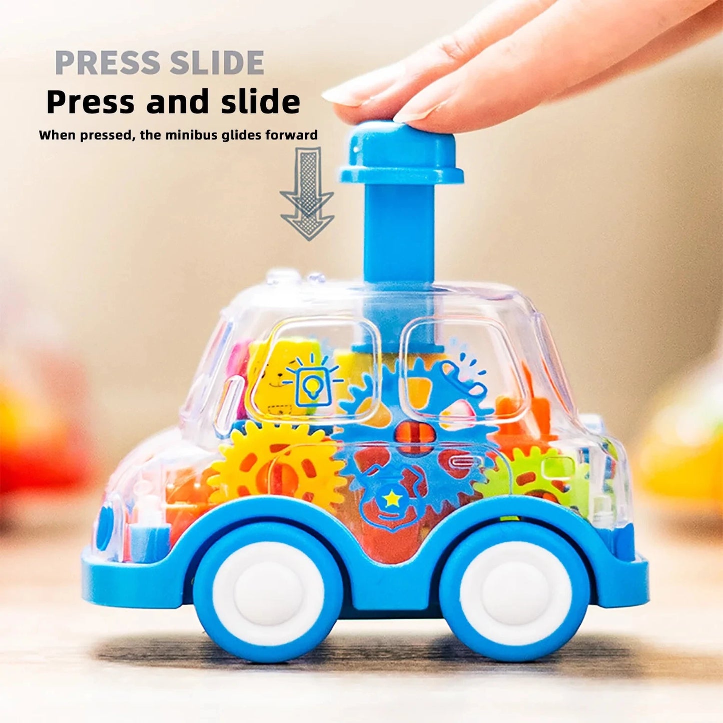 Voiture Friction Enfant Transparente | Engrenages Visibles | Cadeau 2-6 Ans