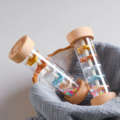Coffret Éveil Musical Montessori Bébé | Bâton de Pluie, Sablier Arc-en-Ciel & Hochet | 0-12 Mois