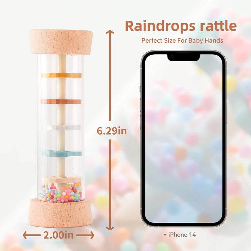 Coffret Éveil Musical Montessori Bébé | Bâton de Pluie, Sablier Arc-en-Ciel & Hochet | 0-12 Mois