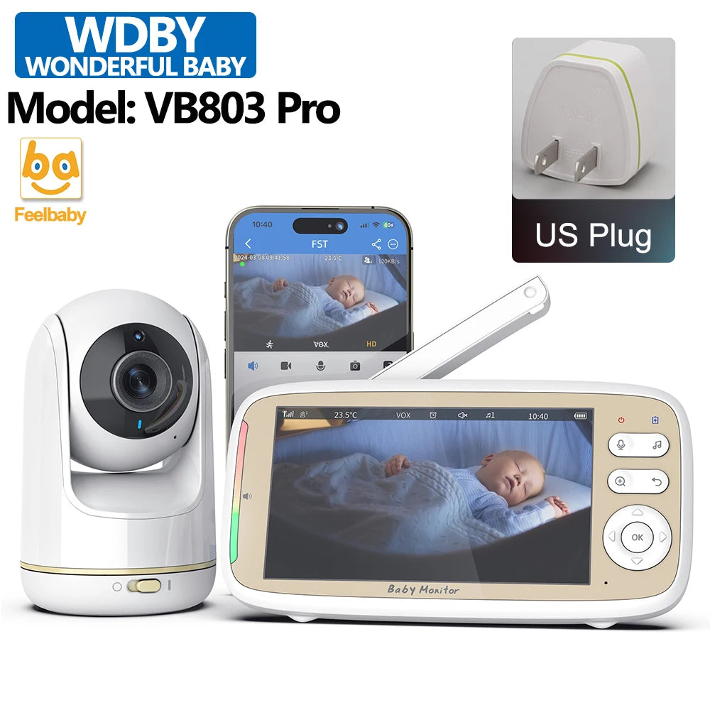 Babyphone vidéo 5" PTZ zoom 3x WiFi – Audio bidirectionnel & vision nocturne