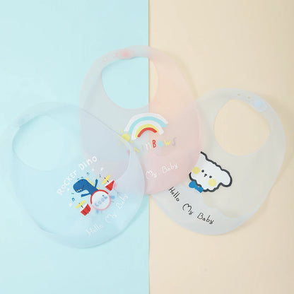 Bavoir silicone souple bébé – 7 motifs animaux mignons, impérméable, 1-3 ans