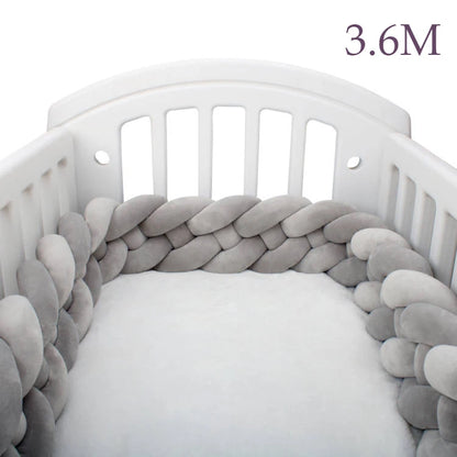4 Strands Knotted 2.2M/3M/3.6M Baby Bed Bumper Braided Crib Bumper Cotton Knot Pillow Crib Protector Baby Decoration Room