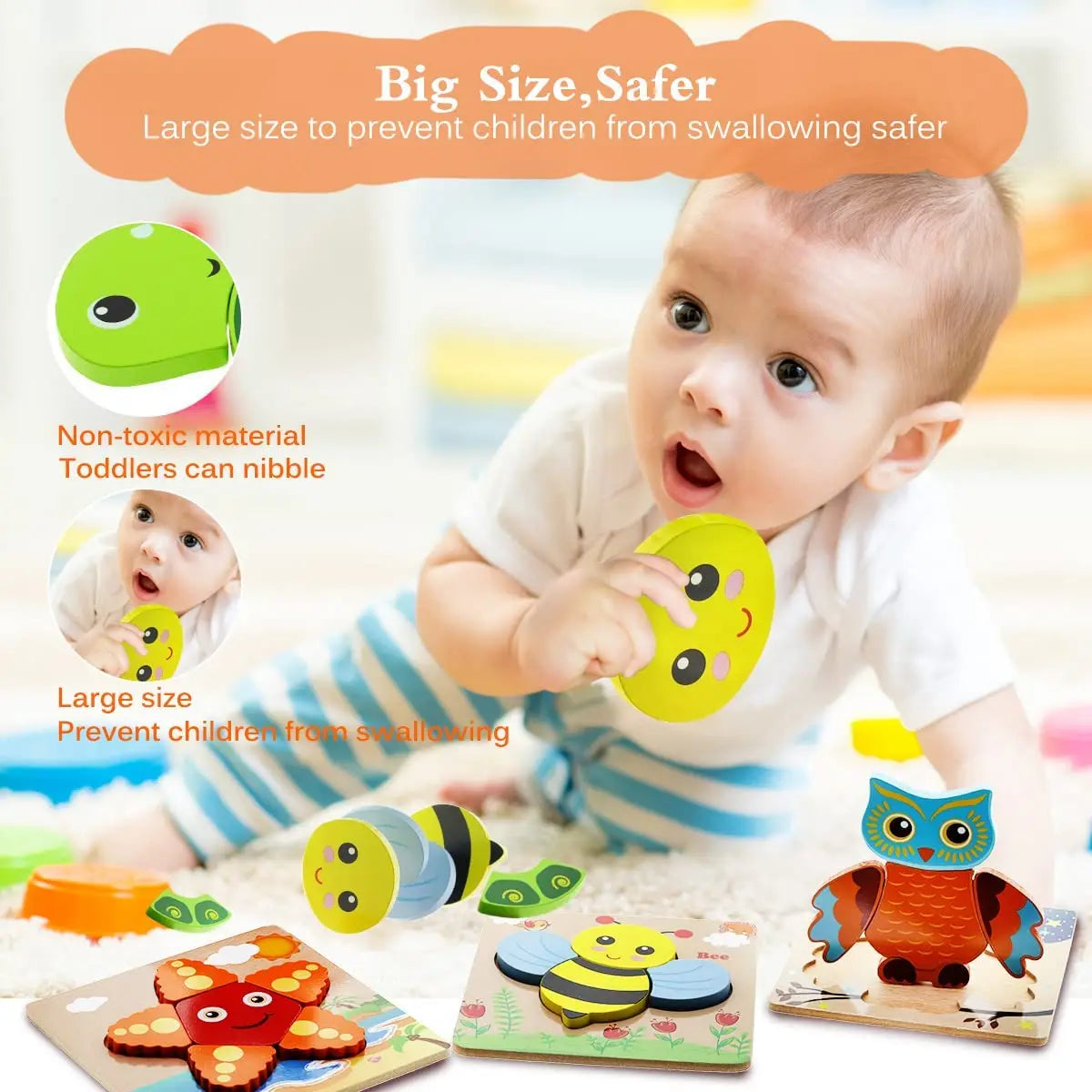 Puzzle 3D en bois – Jouet Montessori animaux pour éveil et apprentissage enfant