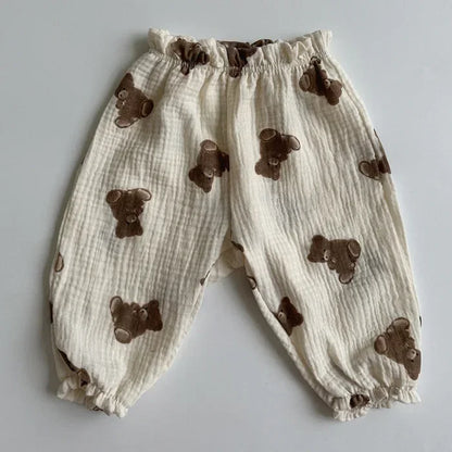 Pantalon Bébé Coton Doux | Imprimé Mignon | Mousseline | 3 Mois – 3 Ans