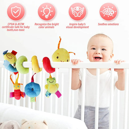 Jouet poussette bébé – Spirale d’activités douce et musicale pour siège auto ou lit