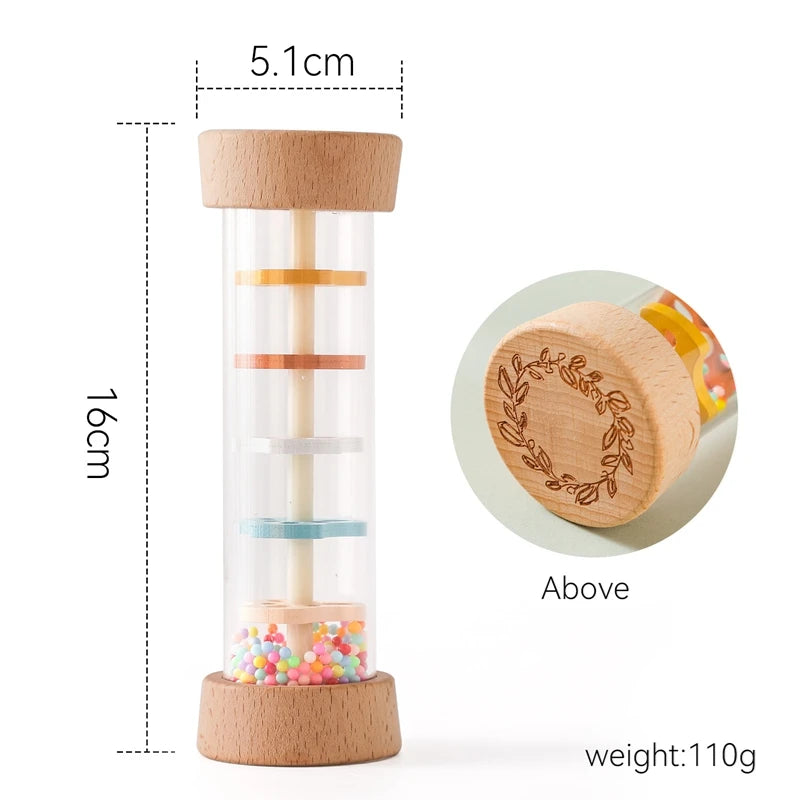 Coffret Éveil Musical Montessori Bébé | Bâton de Pluie, Sablier Arc-en-Ciel & Hochet | 0-12 Mois