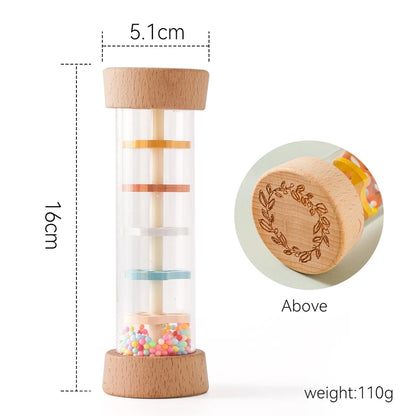 Coffret Éveil Musical Montessori Bébé | Bâton de Pluie, Sablier Arc-en-Ciel & Hochet | 0-12 Mois