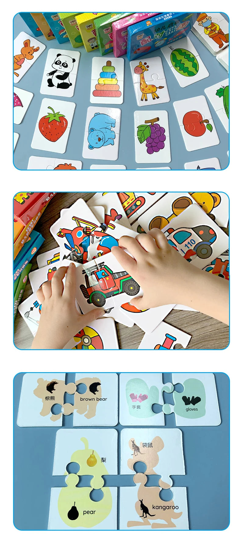 Cartes Montessori Bébé | Cartes Contrastées & Éveil | Puzzle Éducatif 0-3 Ans