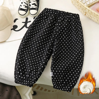 Pantalon Doublé Polaire Enfant | Motif Pois Rétro | Fille & Garçon | 12M – 9 Ans