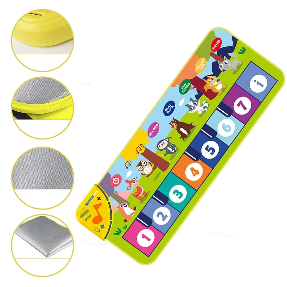 Tapis musical bébé – Tapis d'éveil piano lumineux 80×30 cm