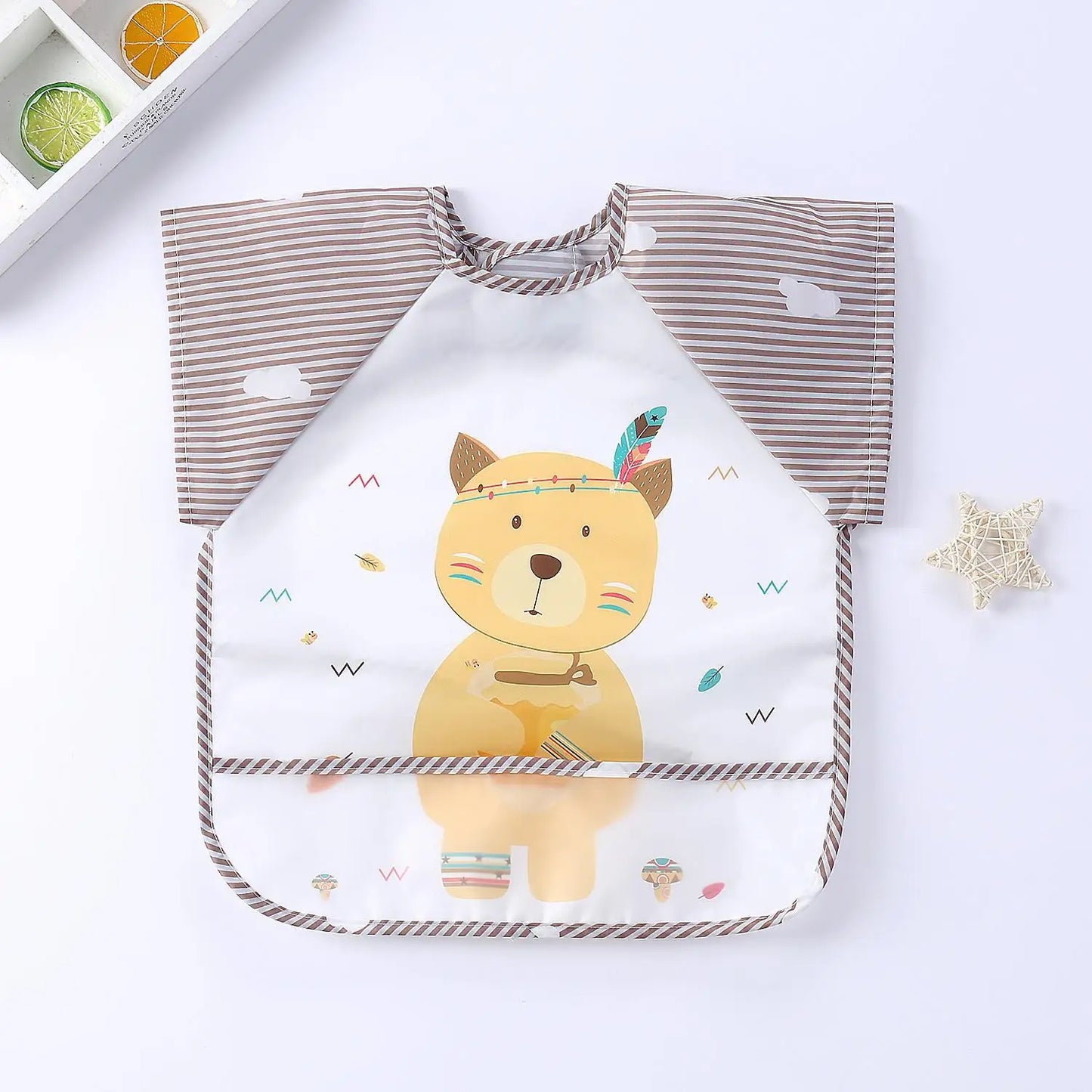 Tablier bavoir impérméable manches longues bébé – Dessin animé, poche, 0-3 ans