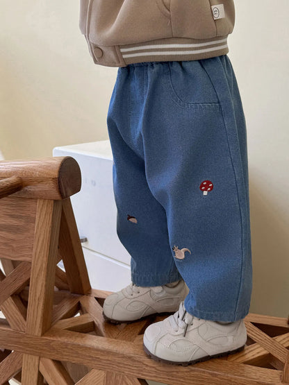 Pantalon Bébé Garçon | Jean Rayé Ample | Sarouel Coton | 1 Mois – 7 Ans