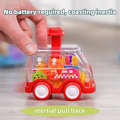 Voiture Friction Enfant Transparente | Engrenages Visibles | Cadeau 2-6 Ans
