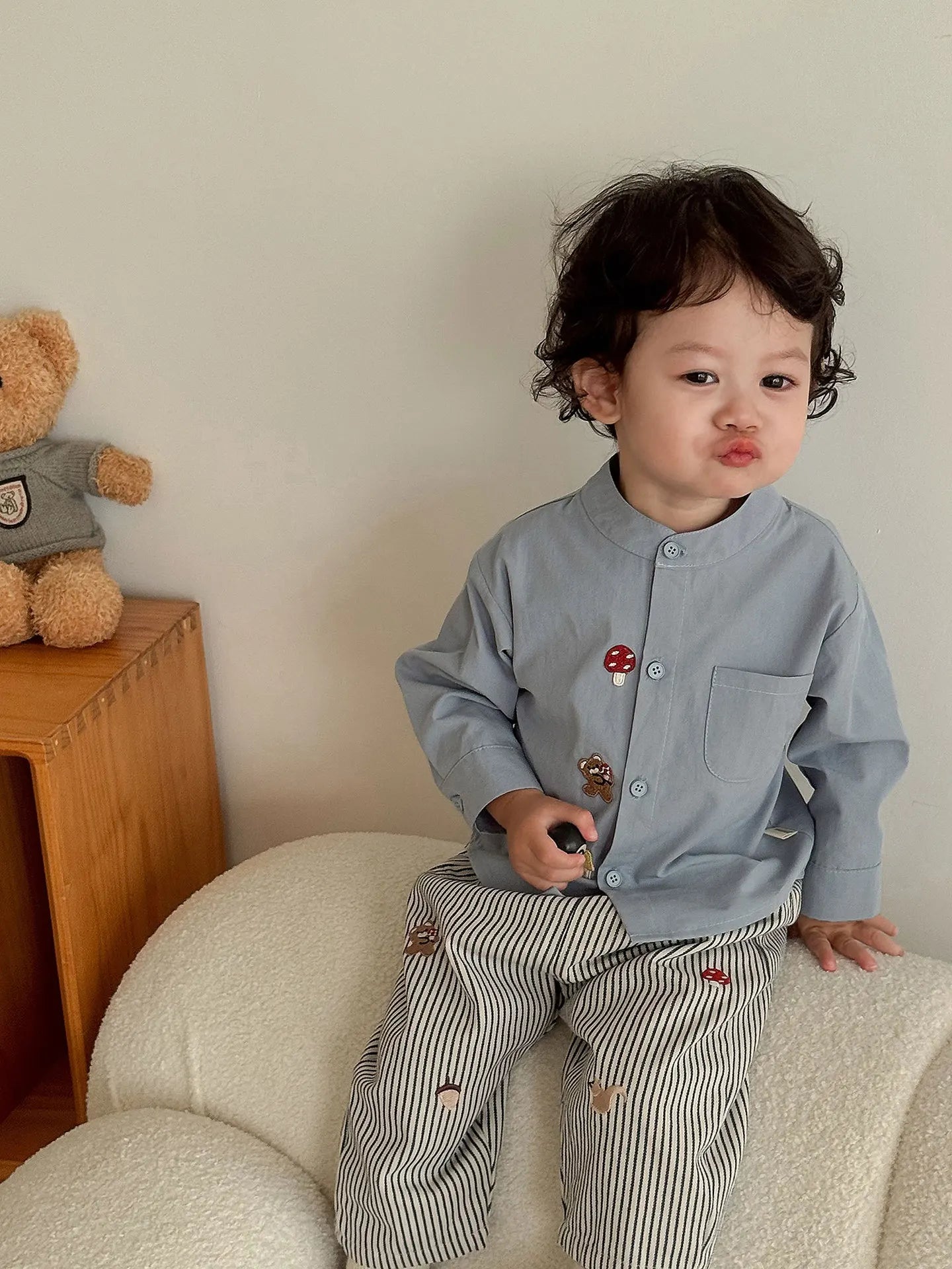 Pantalon Bébé Garçon | Jean Rayé Ample | Sarouel Coton | 1 Mois – 7 Ans