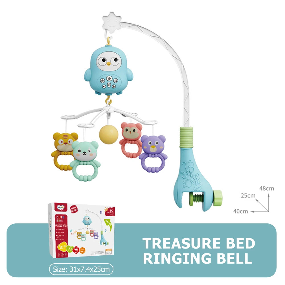Mobile Musical Bébé Lit | Veilleuse Projecteur Télécommande | Fille Garçon