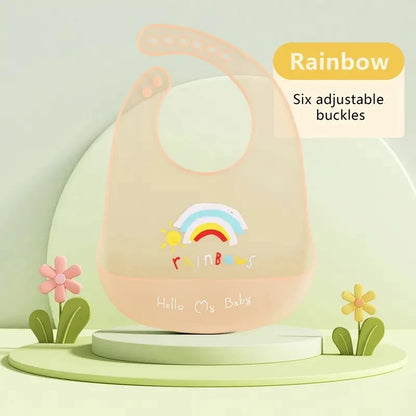 Bavoir silicone souple bébé – 7 motifs animaux mignons, impérméable, 1-3 ans