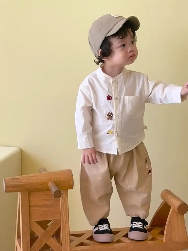 Pantalon Bébé Garçon | Jean Rayé Ample | Sarouel Coton | 1 Mois – 7 Ans