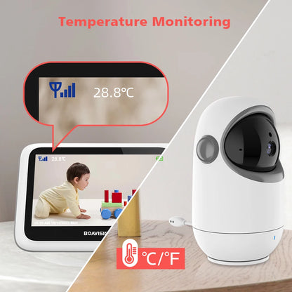 Babyphone vidéo sans WiFi PTZ 4,3" – Audio bidirectionnel, vision nocturne, longue portée