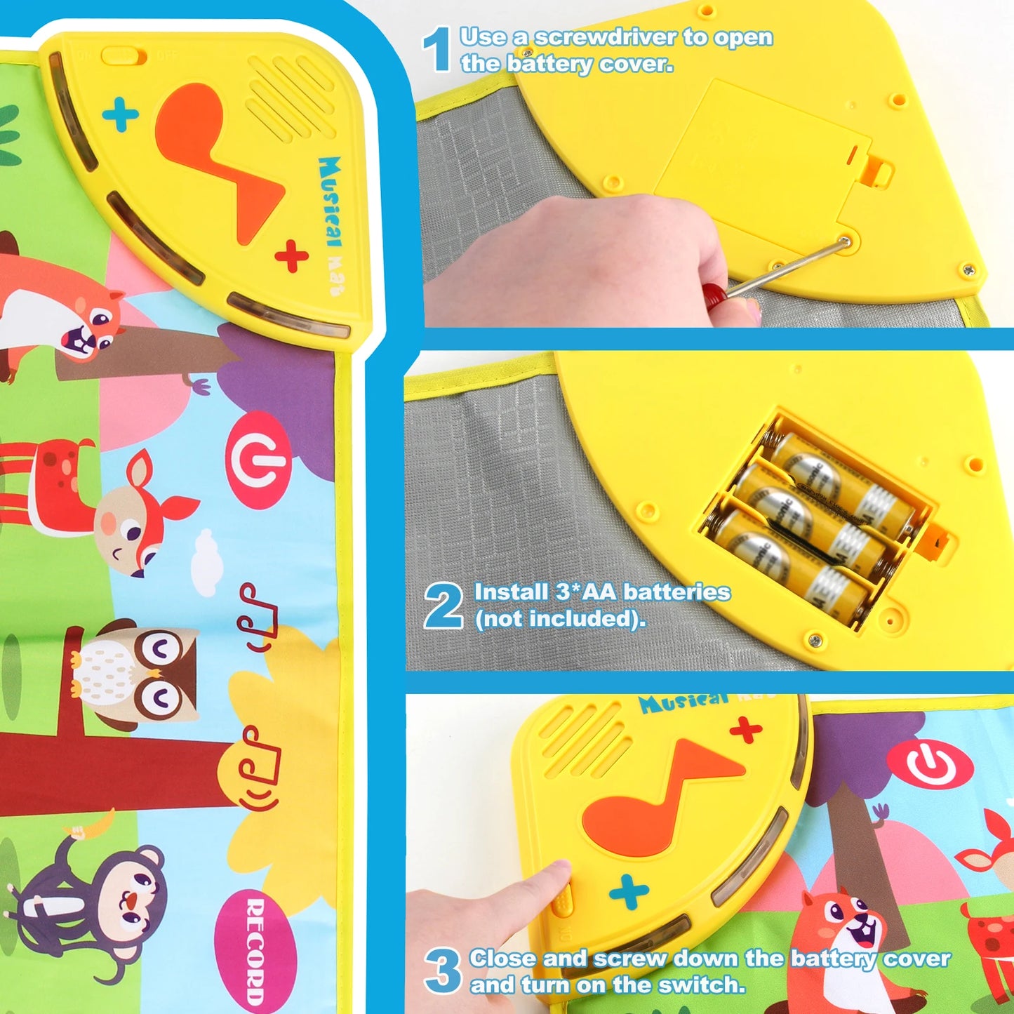 Jouet musical bébé pliable – Tapis piano interactif avec sons d'animaux