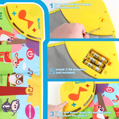Jouet musical bébé pliable – Tapis piano interactif avec sons d'animaux