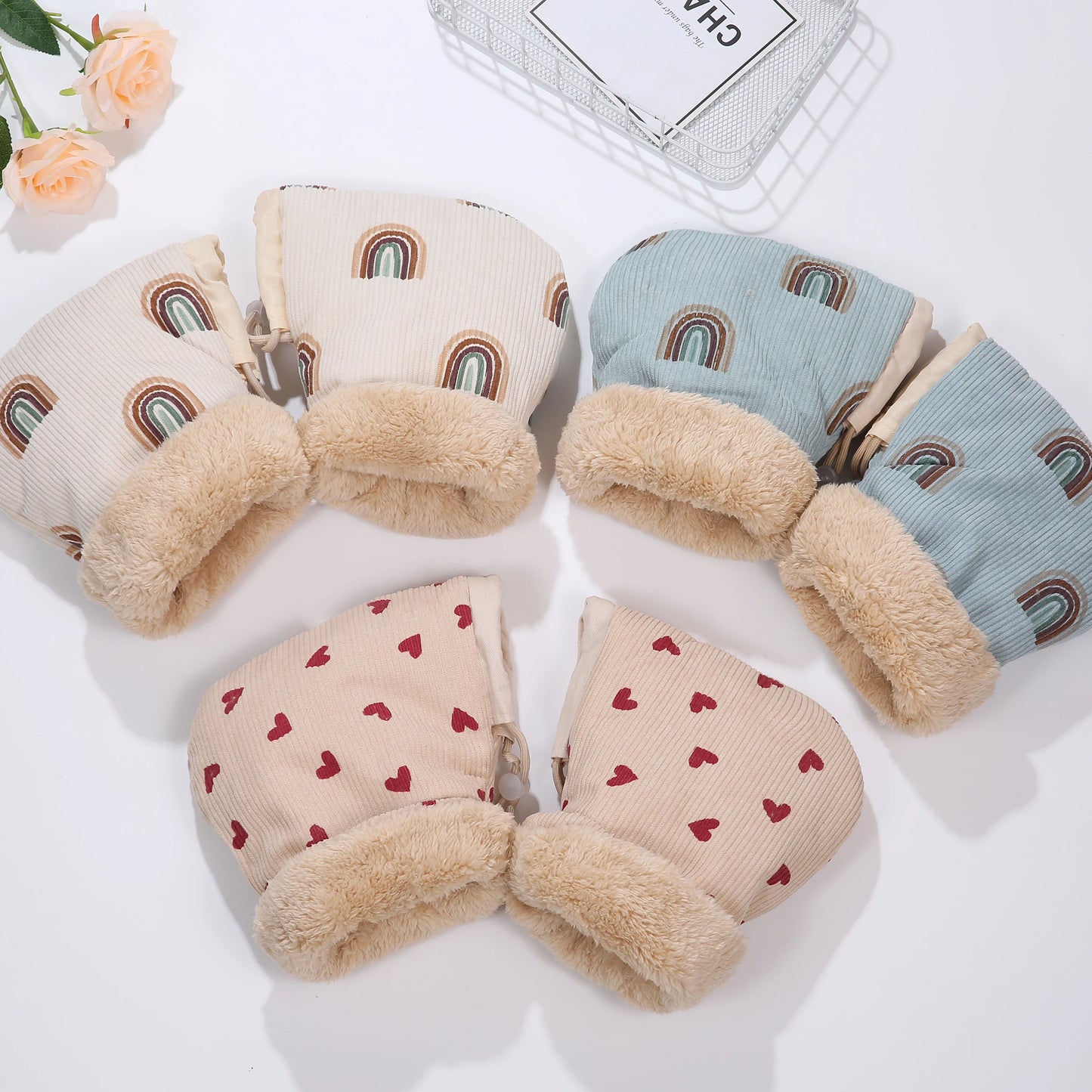 Manchon Poussette Hiver Universel | Moufle Coupe-Vent Imperméable | Motifs Animaux Enfant