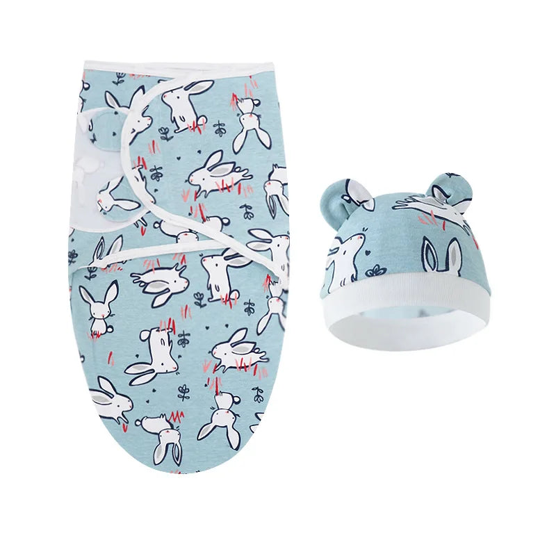 Ensemble emmaillotage bonnet nouveau-né – 100% coton, motifs dessin animé, 0-6 mois
