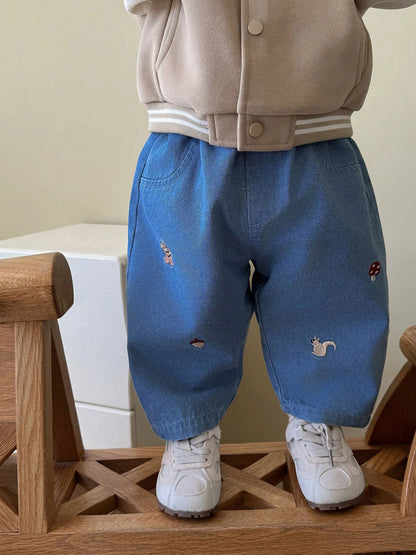 Pantalon Bébé Garçon | Jean Rayé Ample | Sarouel Coton | 1 Mois – 7 Ans