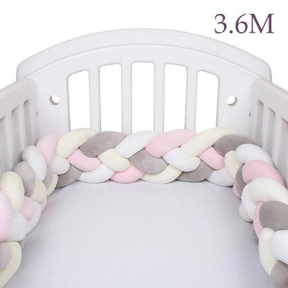4 Strands Knotted 2.2M/3M/3.6M Baby Bed Bumper Braided Crib Bumper Cotton Knot Pillow Crib Protector Baby Decoration Room
