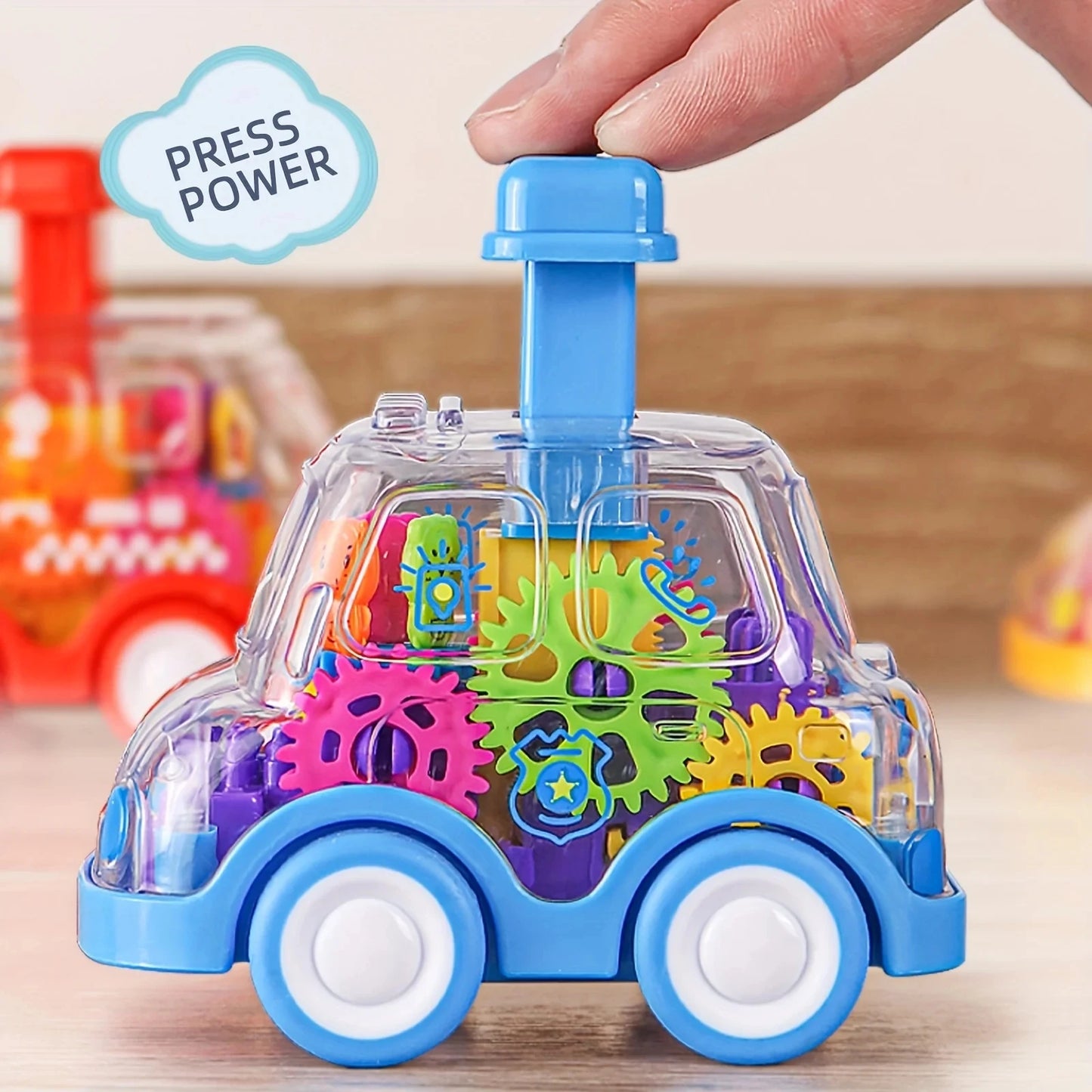 Voiture Friction Enfant Transparente | Engrenages Visibles | Cadeau 2-6 Ans