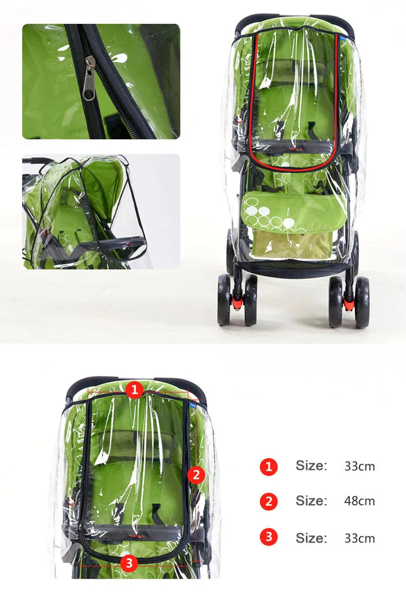 Habillage Pluie Poussette Universel | Coupe-Vent Imperméable | Nacelle & Canne