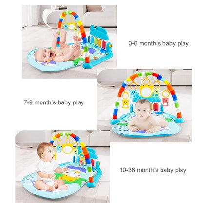 Tapis musical bébé – Tapis d’éveil interactif avec piano et arche de jeu