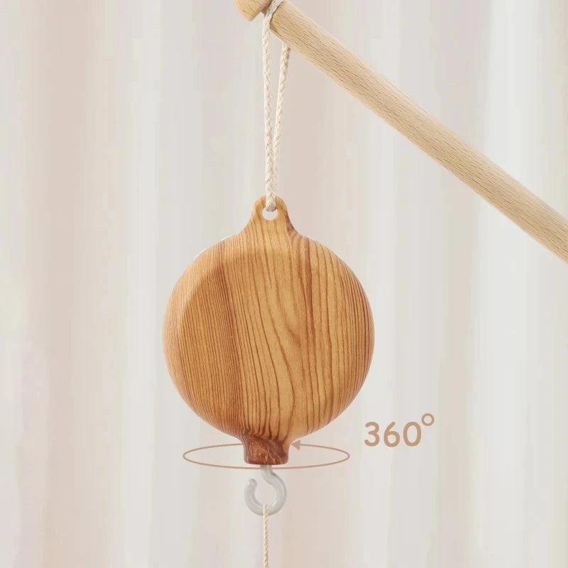 Baby Bed Bell Music Box Hanging Toys Wood Grain 360° Rotary Newborn Infant Crib Mobile Musical Box 0 12 Months Baby Rattles Toys