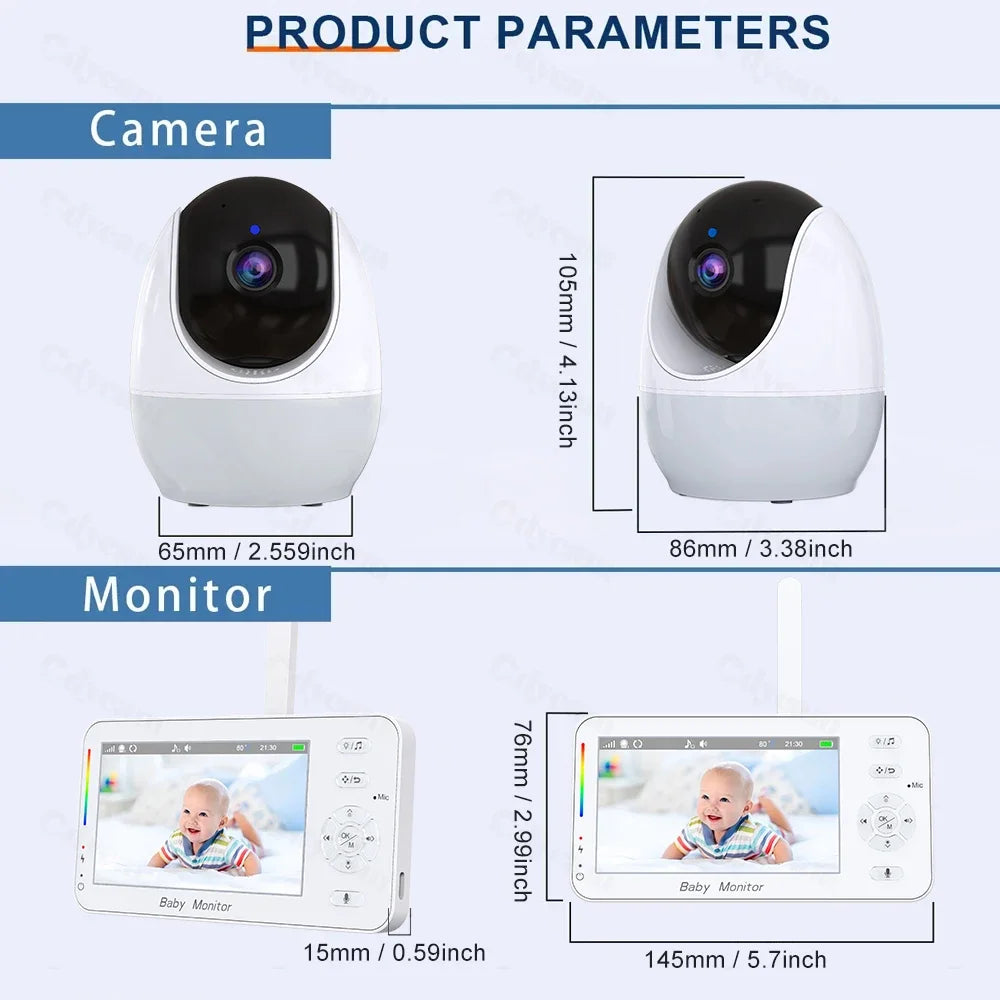 Babyphone vidéo WiFi 1080P – Écran 4,3", vision nocturne, PTZ & app mobile