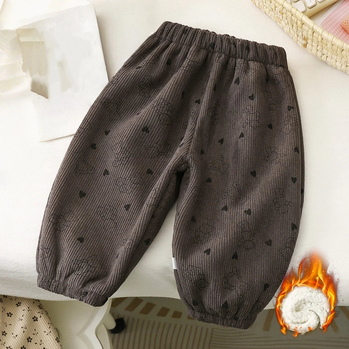 Pantalon Doublé Polaire Enfant | Motif Pois Rétro | Fille & Garçon | 12M – 9 Ans