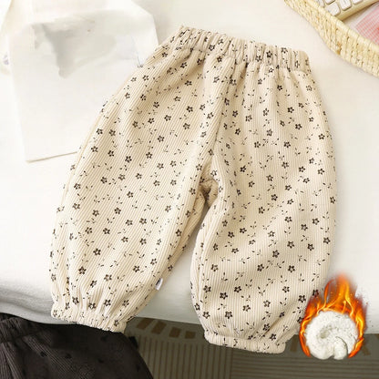 Pantalon Doublé Polaire Enfant | Motif Pois Rétro | Fille & Garçon | 12M – 9 Ans