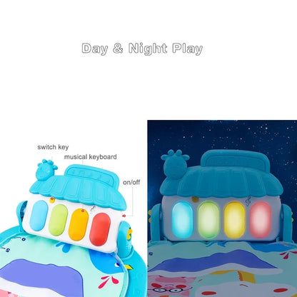 Tapis musical bébé – Tapis d’éveil interactif avec piano et arche de jeu