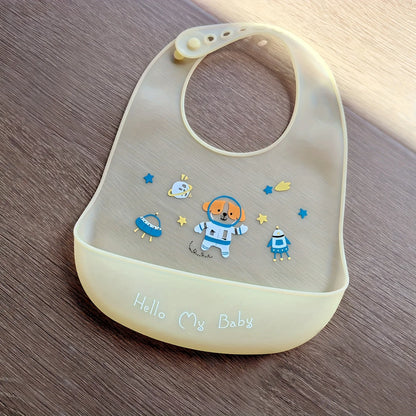 Bavoir silicone souple bébé – 7 motifs animaux mignons, impérméable, 1-3 ans