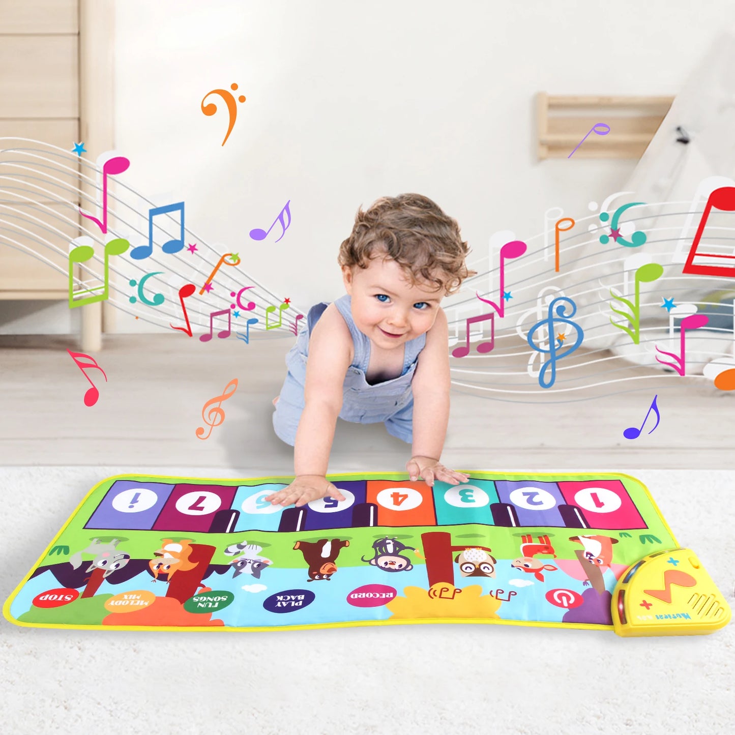 Jouet musical bébé pliable – Tapis piano interactif avec sons d'animaux