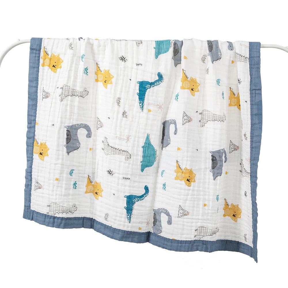 Couverture Gaze Coton Bébé 6 Couches | Lange Mousseline Emmaillotage | Motifs Animaux