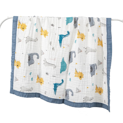 Couverture Gaze Coton Bébé 6 Couches | Lange Mousseline Emmaillotage | Motifs Animaux