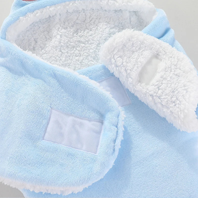 Sac de couchage cocon flanelle bébé – Double couche, motifs animaux mignons, 0-9 mois