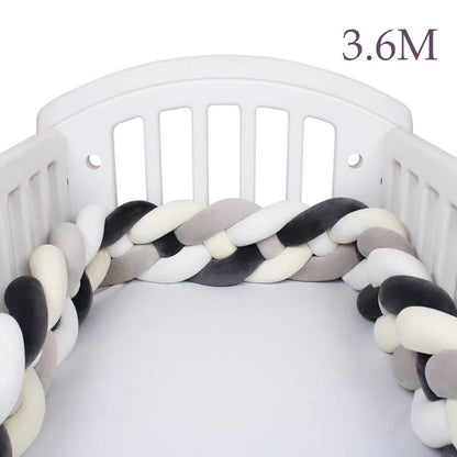 4 Strands Knotted 2.2M/3M/3.6M Baby Bed Bumper Braided Crib Bumper Cotton Knot Pillow Crib Protector Baby Decoration Room