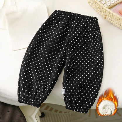 Pantalon Doublé Polaire Enfant | Motif Pois Rétro | Fille & Garçon | 12M – 9 Ans