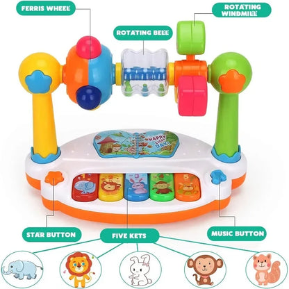 Piano Musical Bébé | Clavier Rotatif Lumineux & Sonore | Cadeau Enfant